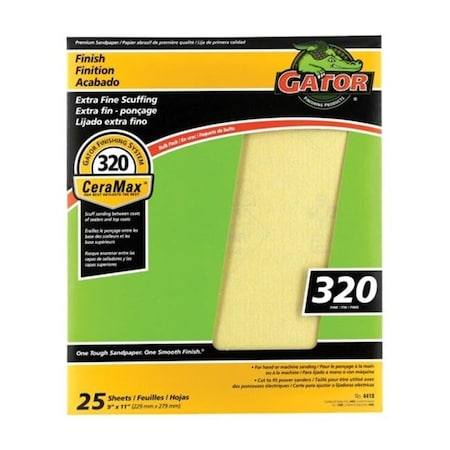 Gator Grit Gator Grit 3408 320 Grit Aluminum Oxide Sandpaper - pack of 25 1609379